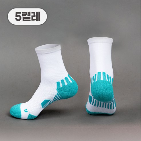 XQ 스포츠 압박 쿠션 양말 보풀없는 테니스 축구 등산 러닝양말 5켤레, 화이트, 중목, 5개