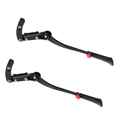 2 pcs mtb 산악 자전거 자전거 킥스탠드 조정 가능한 알루미늄 합금 자전거 측면 지원 브래킷, 블랙, 설명