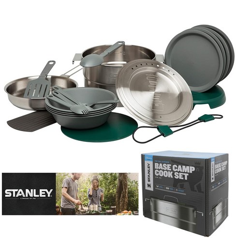 Stanley 스탠리 베이스 캠프 쿡 세트 21 Pcs/고품질/편리한 사용/Nesting Cookware Made from Stainless St 스탠리쿡세트