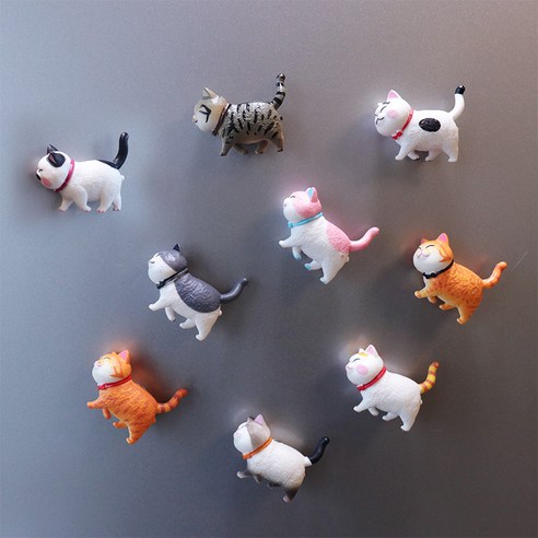 창조적 인 나비 넥타이 고양이 냉장고 자석 3D 만화 고양이 자석 귀여운 마그네틱 스티커 메시지 홈 장식, 9 고양이 2 세대 (냉장고 자석), 작은