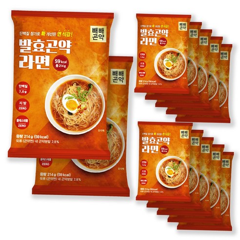 [단백질 함유 저칼로리 저당] 발효곤약라면 214그램 59칼로리, 12개, 214g