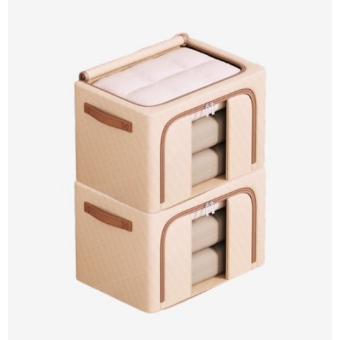 몽티알 대용량 린넨 접이식 리빙박스, 2개, 베이지