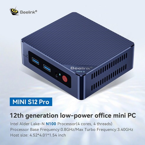 Beelink 미니 S12 프로 인텔 알더 레이크 N100 PC 윈도우 11 DDR4 16GB 500GB SSD 데스크 게이머 컴퓨터 VS U59