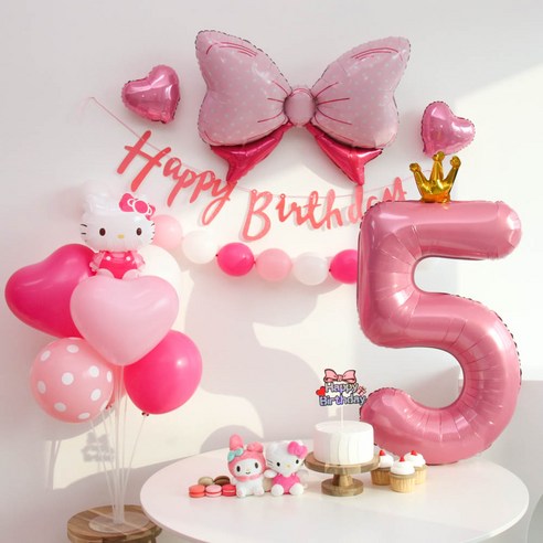 [이벤트홀릭]산리오 헬로키티 풍선 링커벌룬 생일파티세트, 숫자풍선 5