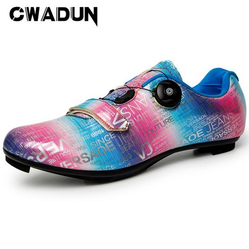 Cwadun 남녀 커플 자전거신발 사이클화 평페달, 265mm, 블루와 핑크