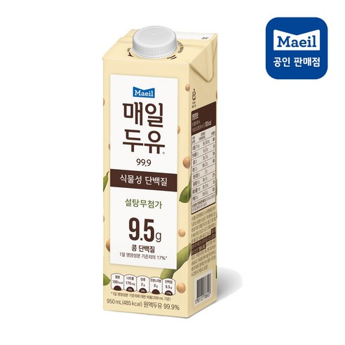 매일 설탕무첨가 식물성 단백질 두유 99.89 950ML 6개, 950ml, 6개