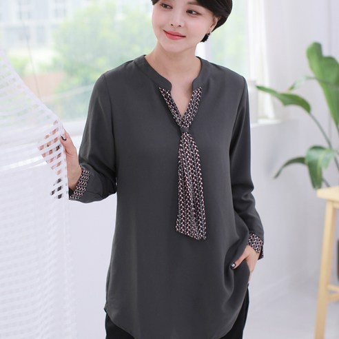 엄마옷 백합사 중년옷 스카프 타이 블라우스 BL20423 중년의류 여성용 미시옷 마담 50대