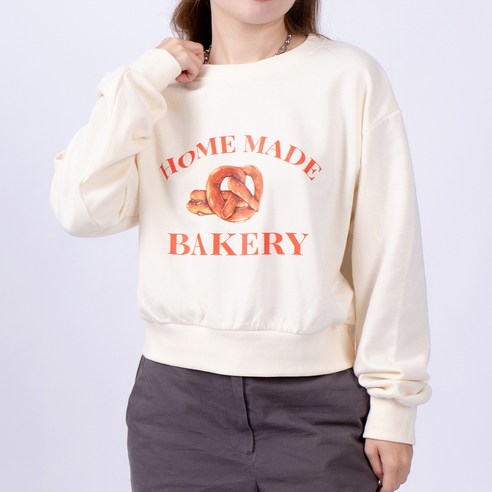 글래드블리스 여성 홈메이드 크롭 맨투맨 티셔츠