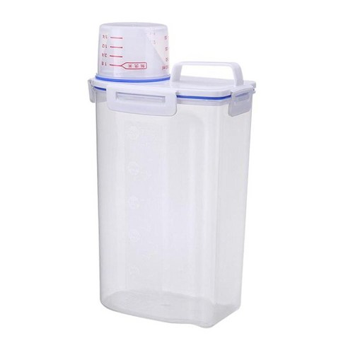 플라스틱 시리얼 디스펜서 보관 상자 식품 곡물 쌀 컨테이너, 2.5L, PP