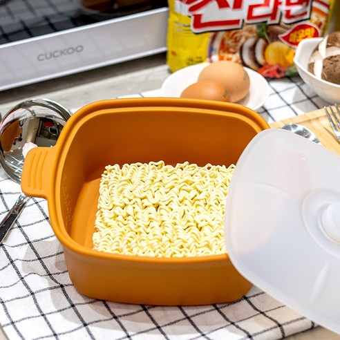 소노리떼 국산 실리콘 냄비 전자레인지 용기 대형(1480ml) 계란찜기, 1개, 카멜옐로