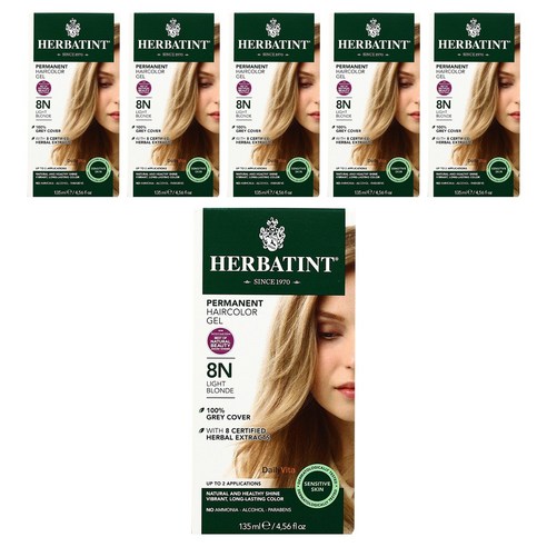 허버틴트 퍼머넌트 허벌 헤어컬러 젤 135ml, Light Blonde, 6개