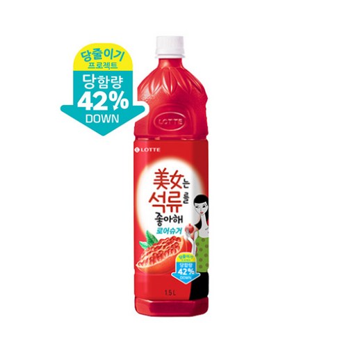 롯데 미녀는 석류를 좋아해로어슈거 1.5L X 6개 [원산지:상세설명에 표시]