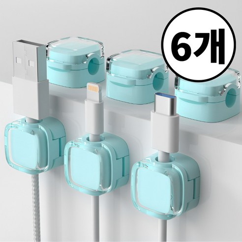 [드비안] 마그네틱 USB 케이블 홀더 자석 선정리, 애플민트, 6개입
