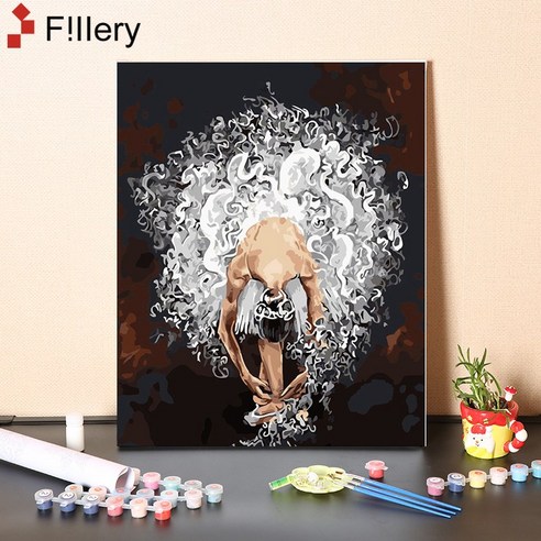 FiIIery DIY명화그리기 피포페인팅 풍경화 인물화그리기 그림그리기 세트 40 x 50cm, 46-발레 걸 E, 1개