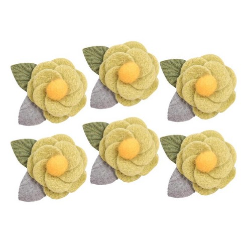 6 조각 펠트 꽃 아플리케 꾸밈 6.5cm 2 색 식물 배지 꽃 장식 diy 모자 바느질 공예 자수 의상, 녹색, 양모 펠트