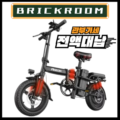 BRICKROOM 가벼운 접이식 전기자전거 가성비 자토바이 분리형 배터리 경량 출퇴근, 플래티넘, 35A