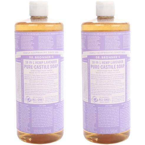 닥터브로너스 18-in-1 헴프 퓨어 카스티야 비누 라벤더 향, 946ml, 2개