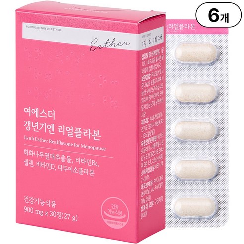 본사직영 여에스더 갱년기엔 리얼플라본 l 갱년기 여성 건강 기능성 l 국민영양 프로젝트, 30정, 6박스