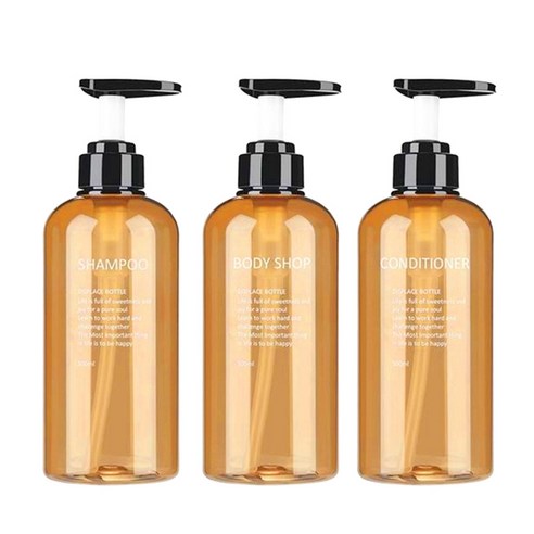 3Pc 포밍 비누 디스펜서 로션 샴푸 펌프 병, 노란색-500ml, 500 300ml, PET 플라스틱