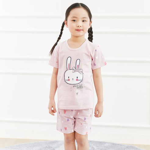 아동용 리틀바니 5부 자카드 실내복 상하벌