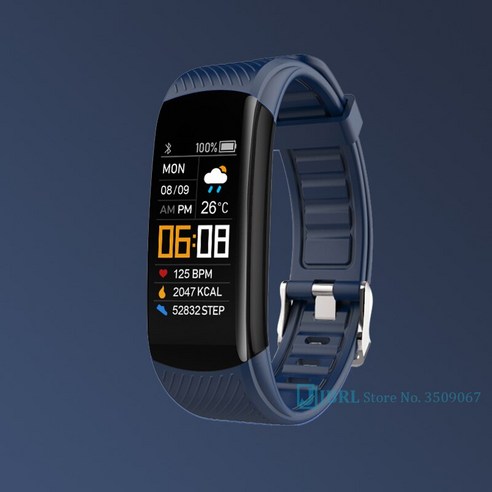 [XIG] 2021 스마트 시계 남자 여자 스포츠 Smartwatch 피트니스 트래커 시계 Ios 심장 박동 모니터 전자 시계 방수, 딥 블루, 하나