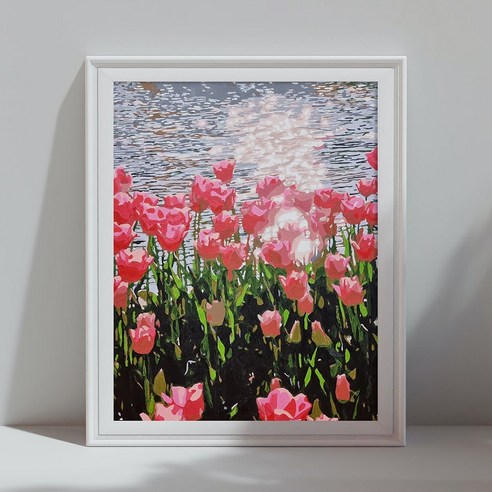 골피아 DIY 그림그리기 유화 세트 40 x 50 cm 강가의 꽃 튤립, 단품