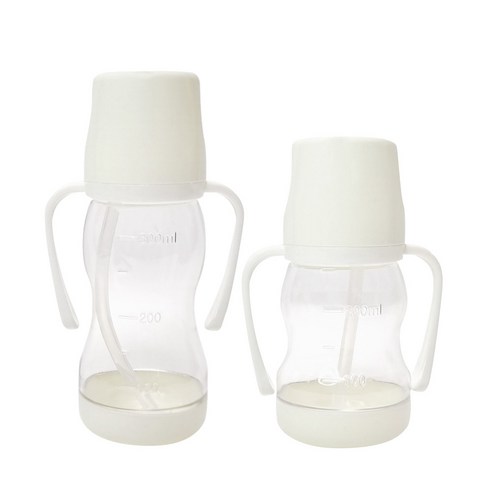 아가프라 라온빨대컵250ml+350ml 2개 빨대컵 와이드젖꼭지 호환가능, 아이보리