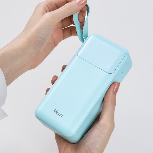 끼움 PD20W 30 000mAh 초고속 충전 분리형 3in1 빌트인 케이블 파스텔 보조배터리 C타입 8핀 기내반입, 민트