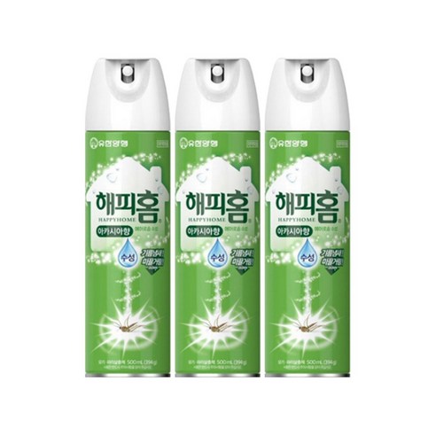 홈키파/해피홈 수성 무향/내추럴오렌지/아카시아/자몽 에어졸 500ml x3 !옵션에서 상품 확인해 주세요!, 홈키파 수성 내추럴오렌지 500ml, 3개