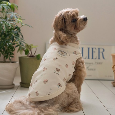 베일리펫 강아지옷 애견의류 테디 항균 슬리브리스 나시, 1개, 베이지