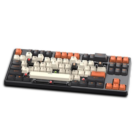 KEYXGSUL 유무선 2.4G PBT 이중사출 키캡 핫스왑 게이밍 기계식 키보드, 녹색, 적축