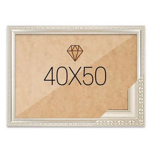 보석십자수 패브릭형 액자 40x50 고급형 우드화이트 (아크릴 보호필름-스티커판 포함), 화이트