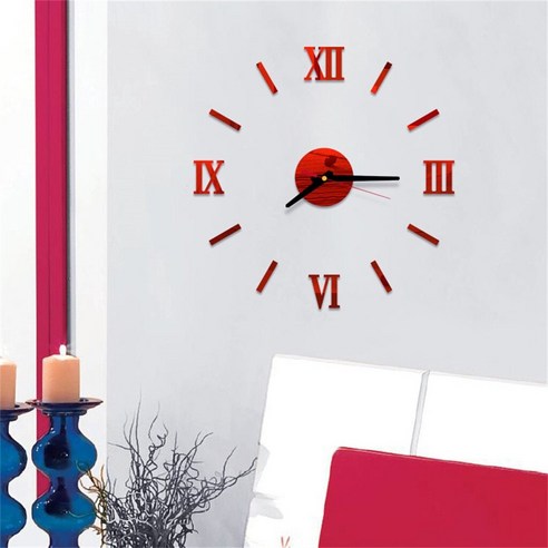 [XIG] Наклейки На Стену 3d Diy 로마 숫자 아크릴 거울 벽 스티커 시계 홈 장식 벽화 벽시계 현대 디자인, C_러시아