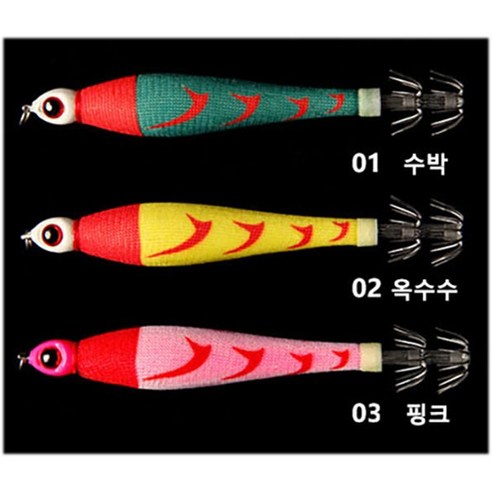 나우바이트 한치 이카메탈, 40호 3색(수박, 옥수수 핑크) 1세트, 3개, 150g