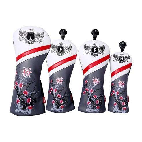 4pcs Pu 골프 우드 헤드 커버 골프 드라이버 헤드 커버 드라이버 클럽 보호, 체리