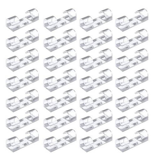 Retemporel 100PCS 케이블 클립 강력한 자체 접착 패드가있는 깔끔한 와이어 홀더 플라스틱 코드 관리 주최자 투명, 투명한