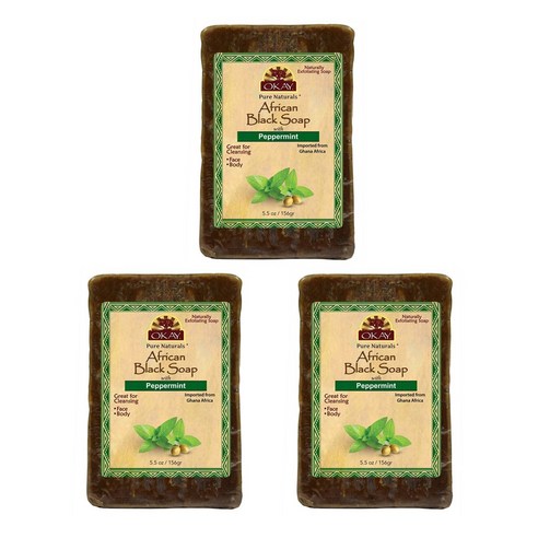 오케이 아프리칸 블랙 솝 페퍼민트 향, 156g, 3개