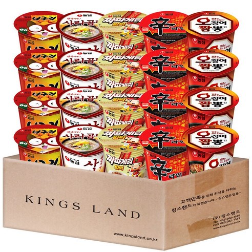 농심소컵5종 (너구리얼큰4+사리곰탕4+신라면4+오짬4+짜파게티범벅소4), 1세트