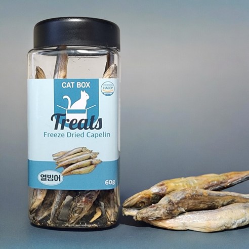 캣박스 고양이 동결건조 간식 트릿, 1통, 60g, 열빙어