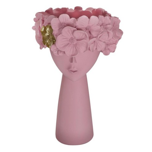 인간의 머리 모양 꽃병 동상 즙이 많은 식물 화분 냄비 데스크탑 웨딩 tv 선반 사진 소품 홈 장식 장식, 분홍색, 수지