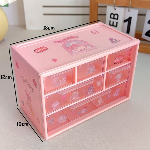 책상 수납장 투명 핑크 퍼플 정리 diy+ 스티커 드립니다, 1개, 핑크+마이멜로디 스티커