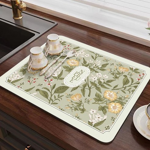아이엔엠디 꽃무늬 심플 라인 주방 매트 규조토 설거지 건조 건조대, C. (40cmx50cm)