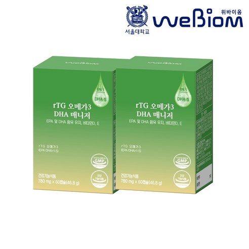 알티지 오메가3 DHA 매니저 780mg 60정, 2개