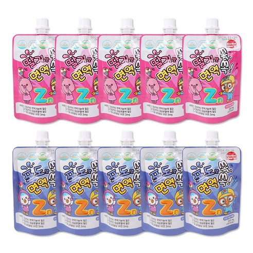 뽀로로 면역쏙 음료수 100ml, 딸기,포도, 10개