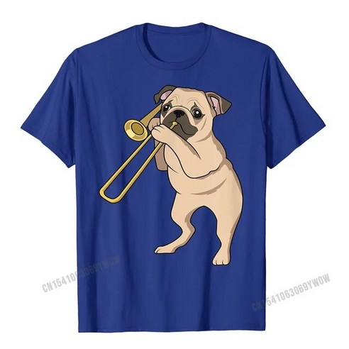 트럼본 Pug Dog Playing Trombone For Brass player And Lovers 티셔츠 남성 코튼 특대, 10) 파란 – M 트럼본가격 Best Top5