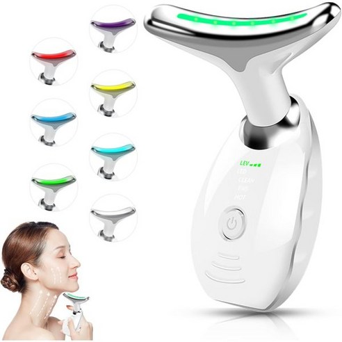 Neck Facial Massager 피부 관리를 위한 7가지 컬러 LED 다기능 관리 도구 진동이 있는 and Device 가정에서, 1개