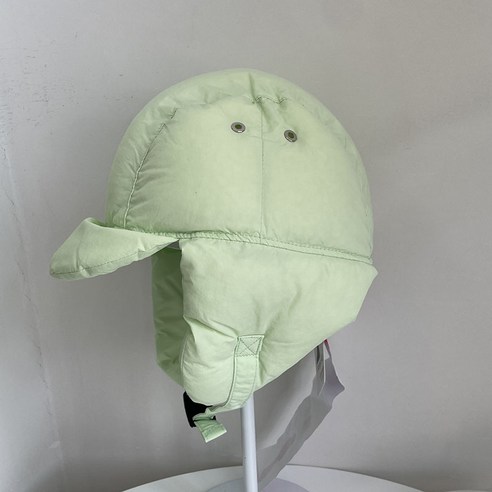 떨샵 마카롱 패딩 바라클라바 바라클라바 후드 넥워머 모자 목도리 귀마개 컬러 누빔 솜털 따뜻한 플라잉 모자 겨울 단추 방풍 방한모자, 그린