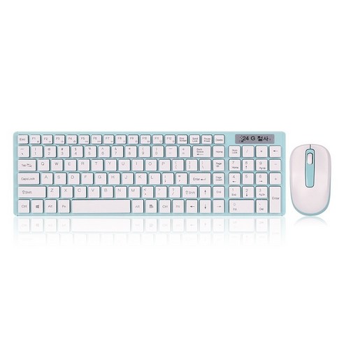 노트북 노트북 PC 용 2.4G 무선 무음 키보드 및 마우스 멀티미디어 풀 사이즈 키보드 마우스 콤보 세트, 하나, Blue, 하나