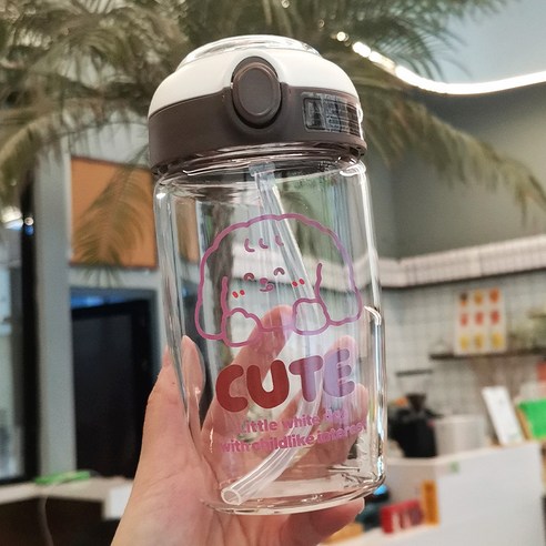 DFMEI 물 컵 여성용 대용량 큰 배 배꼽 특대 주전자 병 휴대용 여름 밀짚 컵 컵, DFMEI 갈색, 350ml