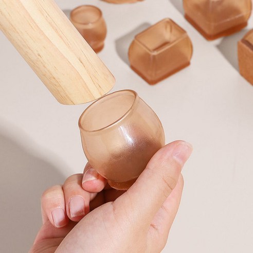 Y2com 소음방지 의자발 커버 의자 다리 밤톨이 체어슈즈 16p 투명 원형, 31-40mm 16P